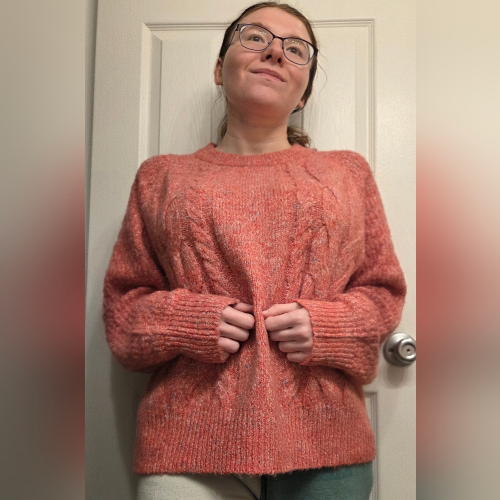 Maurices Warm Coral Cable Knit Sweater